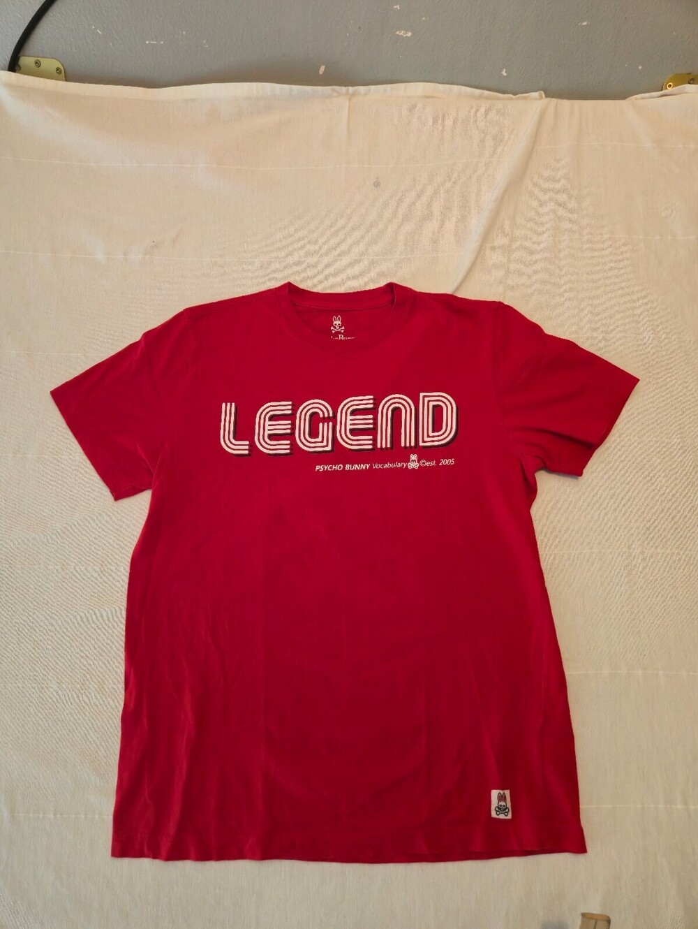 Psycho Bunny Legend Red Graphic T-Shirt Size 6 Made in Peru Large